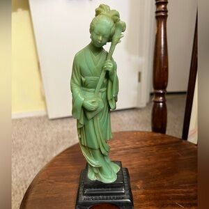 COPY - Vntg. Jade MUSICIAN lady. Signed A. SANTINI Classic Sculpture .ITALY made
